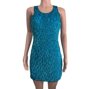 LAURENCE KAZAR New York Women’s Turquoise Sequin Silk Dress